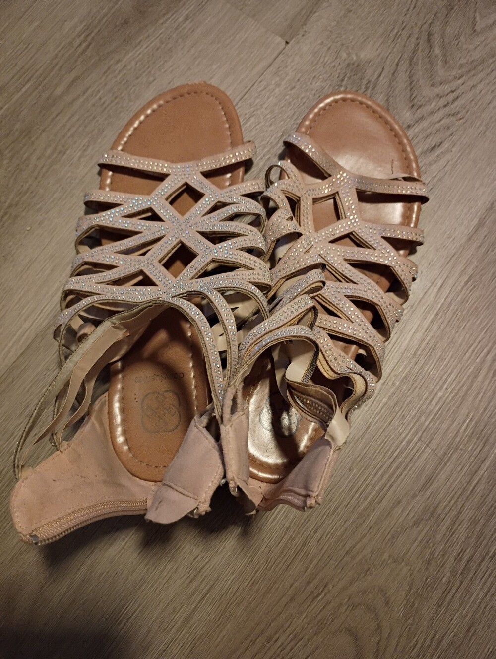 Women's Nude Strappy Rhinestone Gladiator Sandals